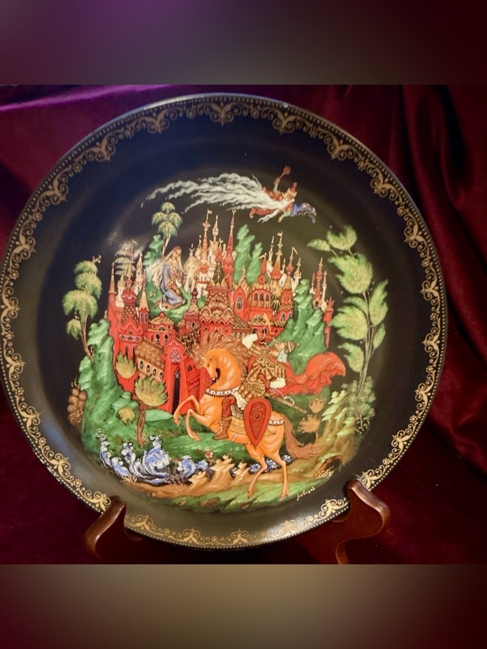 1988 "Ruslan and Ludmilla" Russian Legends Porcelain Plate Vintage Palekh